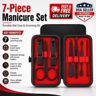 7 Piece Manicure Set Nail Clippers Pedicure Kit Stainless Steel Travel Case