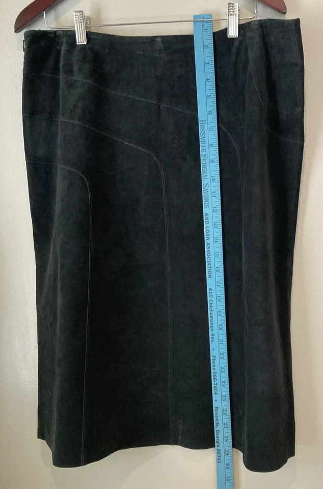 Falda negra de cuero genuino Alfani talla 16 Foto 3 de 4