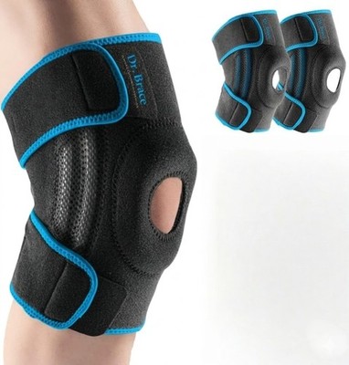 DR BRACE Elite Knee Brace Patella Gel Pads Side Stabilizers Black Blue