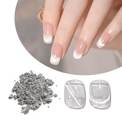 Silver Cat Eye Nail Powder Magnetic Effect for Nail Art Gel Decoration 1 Jar
