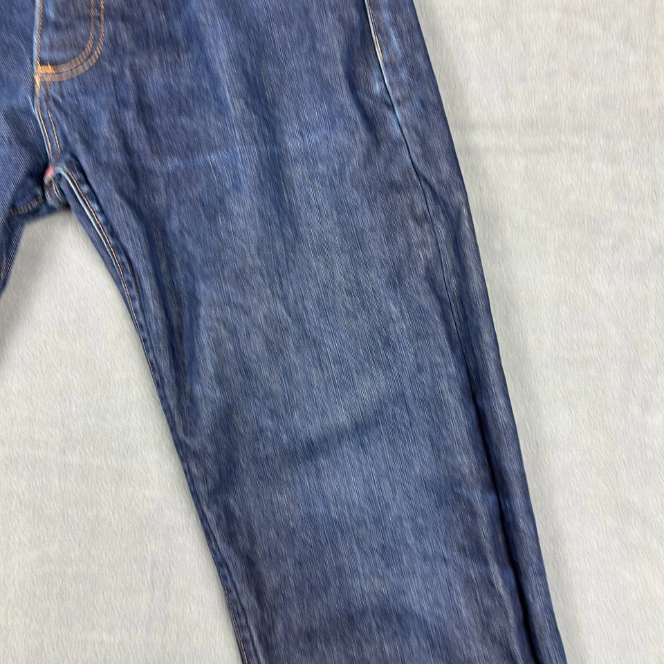 Jeans Gustin Para Hombre 31 (28x28) Azul Crudo Pierna Recta Botón Ribete Mosca Denim Foto 4 de 4