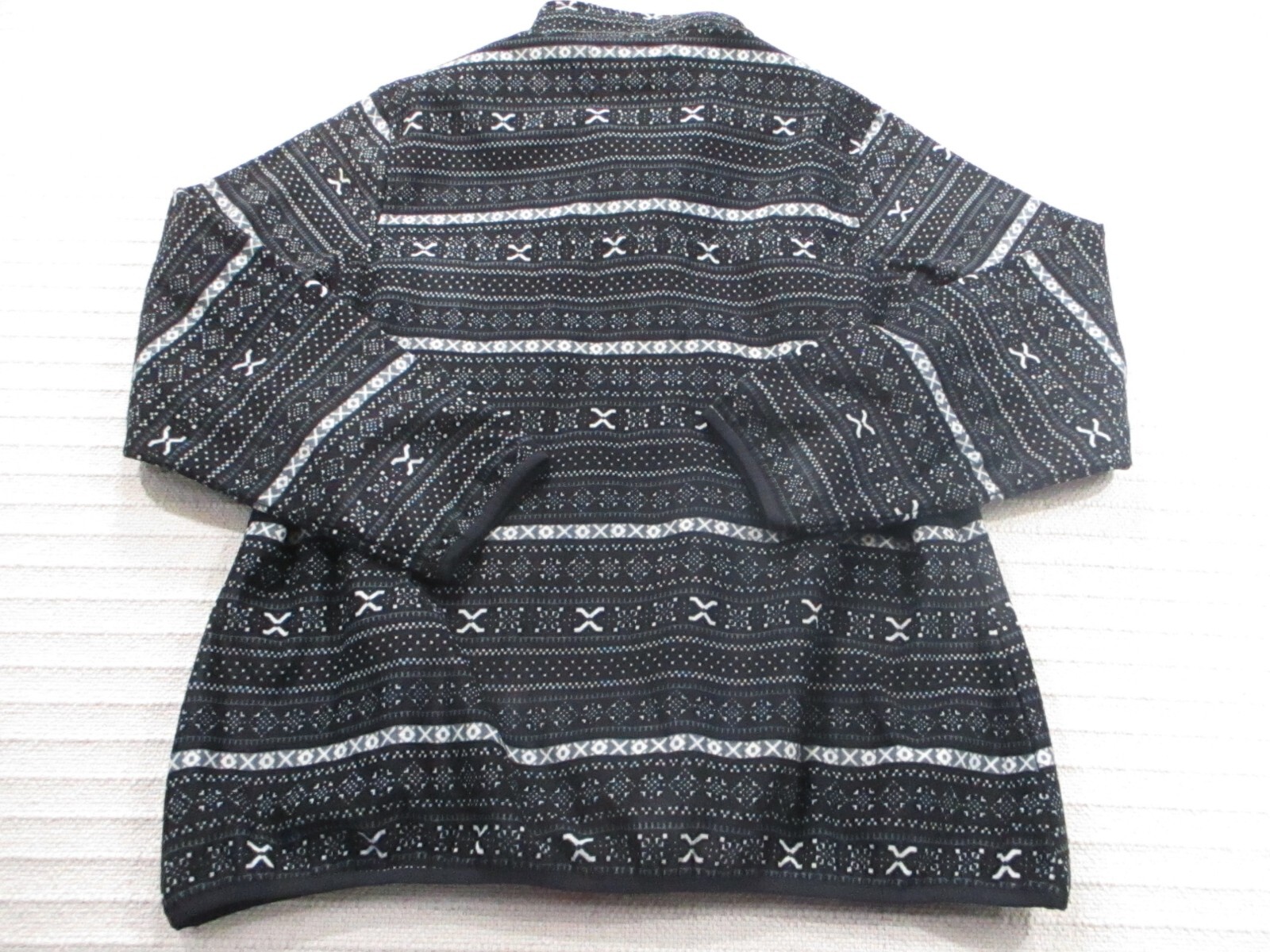 Jachs Men Jacket XL Black Patterned High Neck Button Fleece Pocket Polyester New