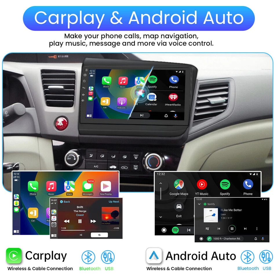 For 2012-2015 Honda Civic Apple Carplay Android 13.0 Car Stereo Radio 4G+64G GPS - Image 4 of 4