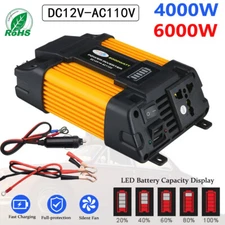 6000W Car Converter Solar Power Inverter 12V DC TO 220V AC Pure Sine Wave