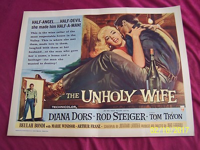 THE UNHOLY WIFE Original 1957 Half Sheet Movie Poster DIANA DORS ROD STEIGER