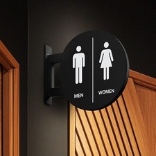 Restrooms  Bathrooms Double-Sided PVC Sign   Indoor/Outdoor for Business Use