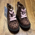 Cat & Jack Toddler Girl Size 7 Amaya Lace Up Zipper Boots Brown Animal Print