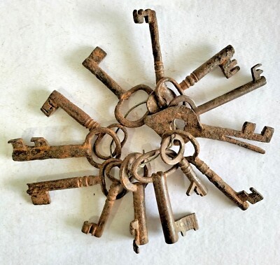 Iron skeleton Padlock Keys Early Era Cabinet Box Drawer Variety Collection Q13+5