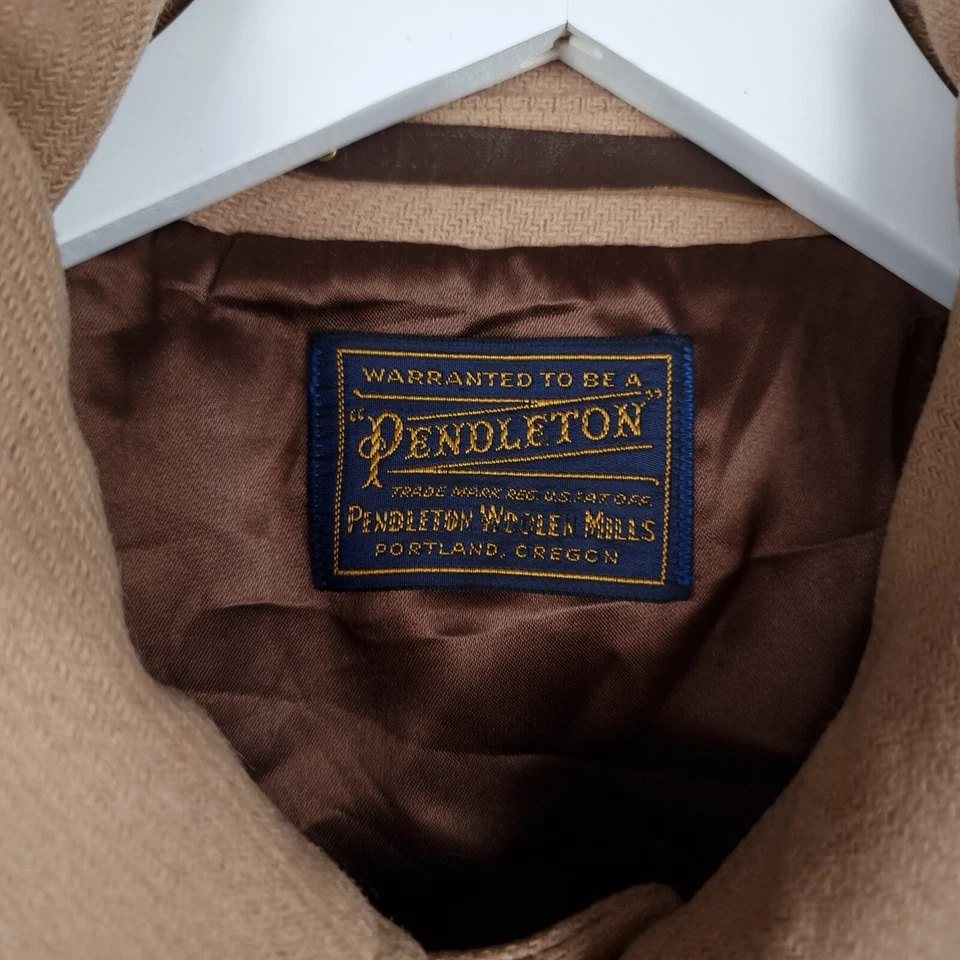 Vintage PENDLETON Coat Mens XL Brown Overcoat Jacket Wool Lined Collared 70s - Image 4 of 4