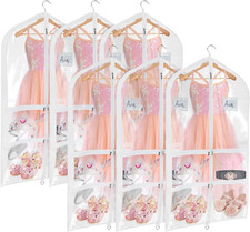 Clear PVC Dance Costume Bags 6 Pack Garment Bag 40 Inch for Dance Competitions