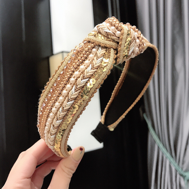 Women Bohemian Center Knot Headband Adult Shiny Hair Accessories AU