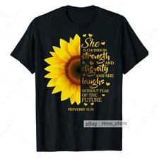 Christian Bible Verse Faith Jesus Christ T-Shirt Scripture Sunflower Tee Gifts