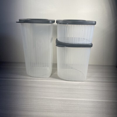 Tupperware Fresh N Cool Set 3 Small Medium Large Containers Black Seals New!