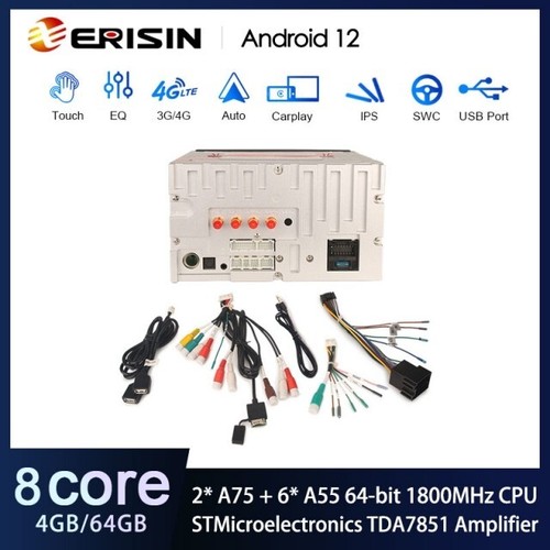 AUTORADIO NISSAN JUKE GPS ANDROID 12 WIFI 4G USB DVD Carplay Android Auto ERISIN - Foto 8 di 9