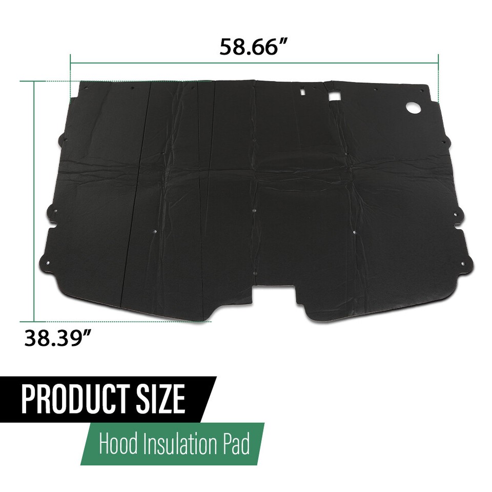 Hood Insulation Pad With Clips For 88-98 Chevy C1500 C2500 C3500 - Black