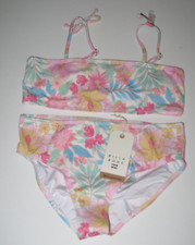 Billabong Girl's Size 8 2 Pc Bikini Swimsuit Brighter Days Strappy Tank Pink