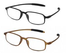 Calabria TR191 Flexie Sport Reading Glasses 0.75 Black/Cream Soda Brown 2 Pack