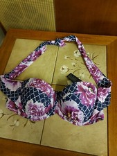 New with Tags,Debenhams Floral Underwired Purple Jalter or Bandeau Top, Size 36B
