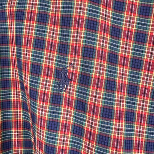 Ralph Lauren Shirt Men Large Orange Blue Plaid Button Up Custom Fit Dress Poplin - Picture 5 of 10