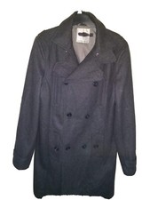 Topman Thick Grey Button Up Material Blazer Pea Coat -medium Size 38-40" Chest