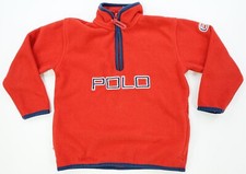 Rare Vintage POLO RALPH LAUREN Spell Out 1/4 Zip Fleece Sweatshirt 2000s Red 4T