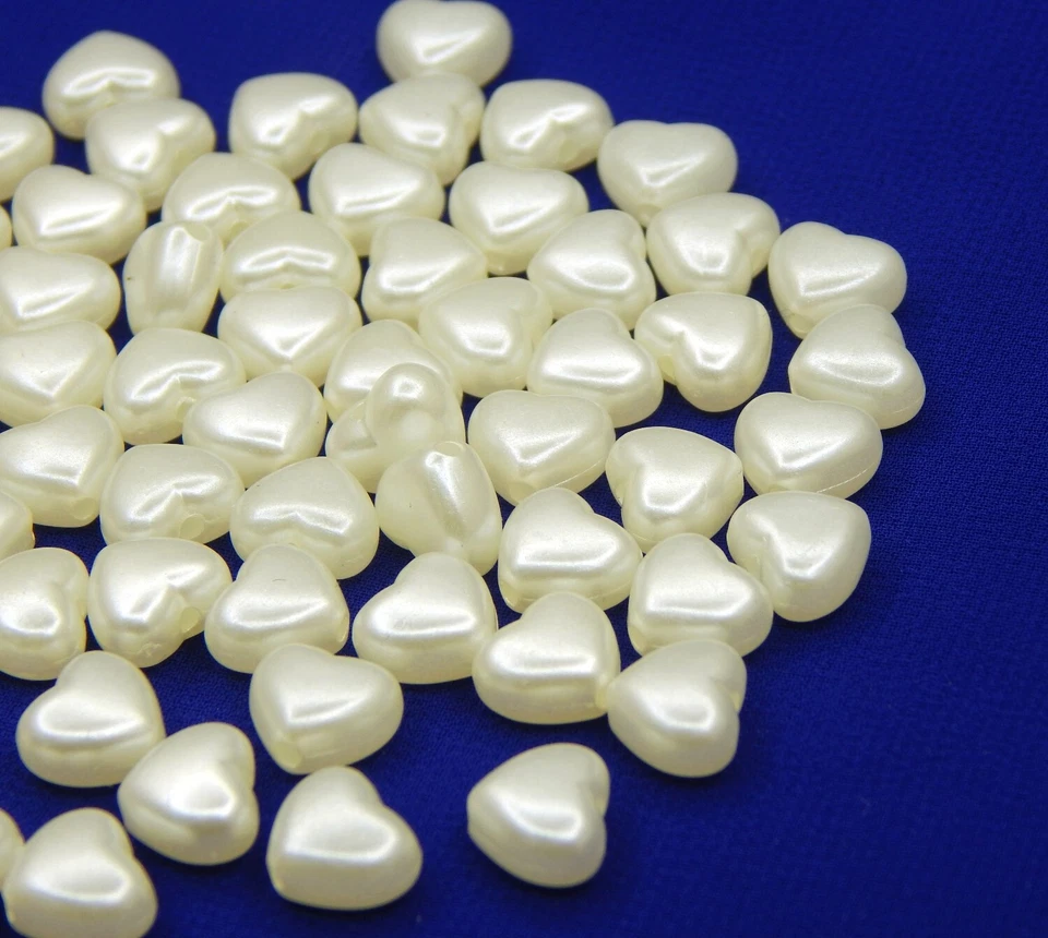 200stk Wachsperlen 9x7mm Zuchtperle Herz Acryl Kunstperlen Schmuck Hochzeit R75 - Bild 2 von 4