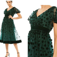 Mac Duggal  87854 Embellished Butterfly Sleeve Midi Dress| Size 8