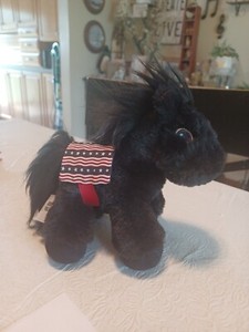 Piccoli Horses Plush Horse Black Tail Mane Horse 6" Tall