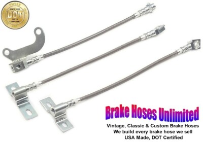 STAINLESS BRAKE HOSE SET Ford Galaxie 500, 1968 - Front Disc, w/o WER rear axle