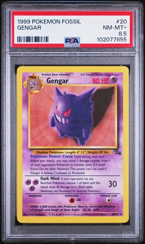 1999 Pokemon Fossil 20/62 Gengar PSA 8.5 NM-MT+ * POPULATION 2 *