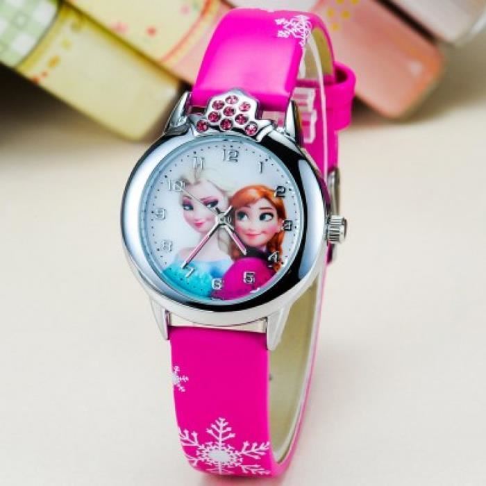 Montre Reine des Neiges étanche avec cadran rotatif et aiguilles lumineuses dans la nuit