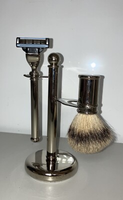 Hans Baier Rasierset Exclusive edles 3 teiliges edelstahl Metall