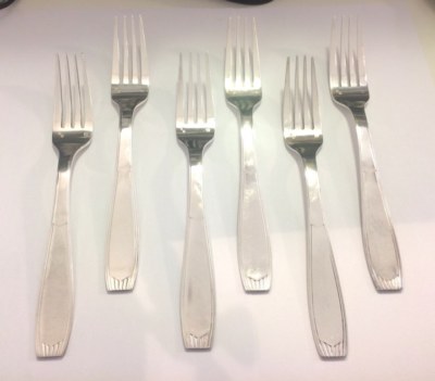 Christofle 6 Gabeln 20er Silberauflage versilbert Besteck Menugabeln
