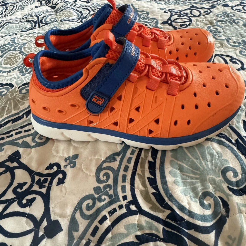 Stride Rite Made 2 Play Phibian Sneaker Sandal Water Shoes Orange/blue Size 12 - Image 3 of 4