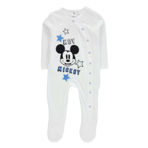 DISNEY BABY pyjama velours bébé MICKEY 0-3 / 6-9 ou 12-18 mois blanc NEUF - Imagen 1 de 2