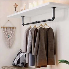 36'' Industrial Pipe Clothes Hanging Rod Heavy Duty Wall Mounted Clothes Rack