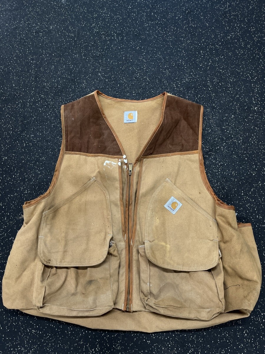 Vintage 80s Carhartt Shooting Vest Courderoy Size XL Made in USA 