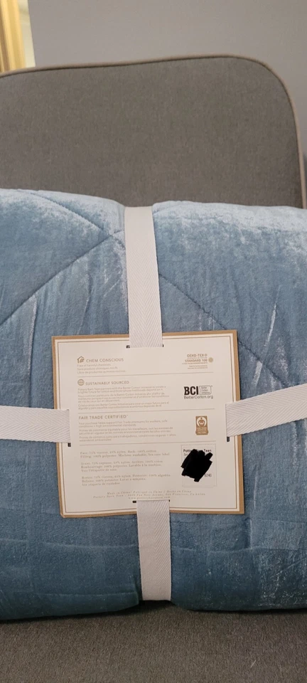 Pottery Barn Teen Lush Velvet Quilt Teal Blue Twin / Twin XL NEW - Image 4 of 4