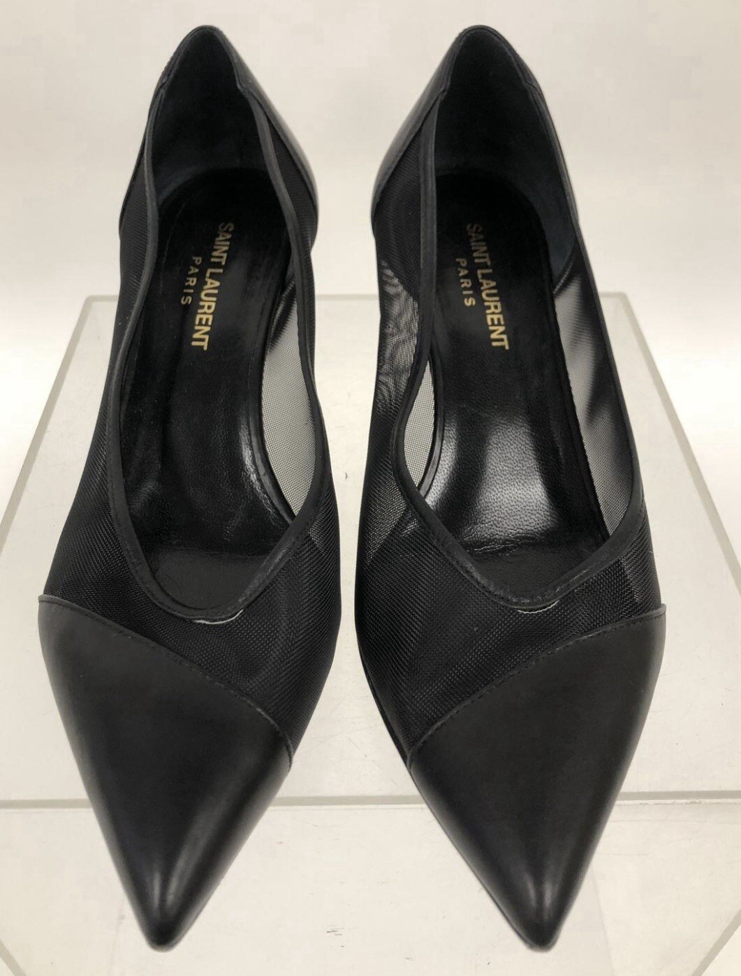 Scarpe decolte Saint Laurent nere in pelle verniciata a rete taglia EU 38