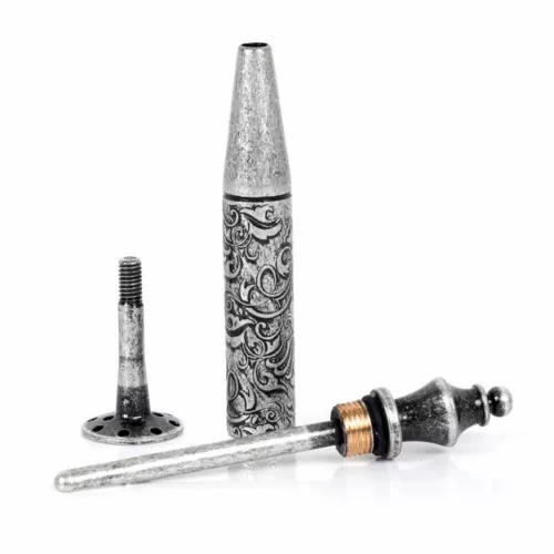 Antico argento 2 in 1 intagliato pipa da fumo manomissione ottone raccogli attrezzi tampone tabacco - Foto 8 di 8