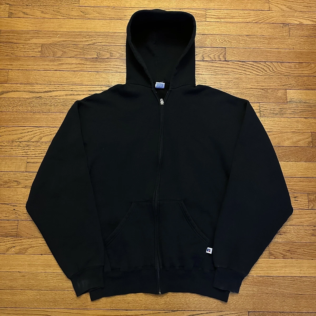 Vintage Russell Athletic Black Zip Up Hoodie Large Men Kanye West