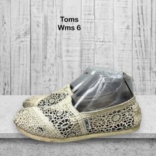 Toms Alpargata Crochet Cream Lacy Recycled Cotton Slip on Flat Womens Size 6M