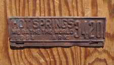 1954 HOT SPRINGS Arkansas License Plate TOPPER Attachment - WE BATHE THE WORLD