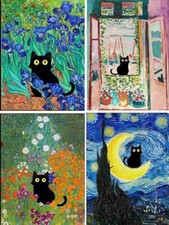 Adults Beginners Paint by Number Kits   Press Digital Easy Acrylic Black cat 4