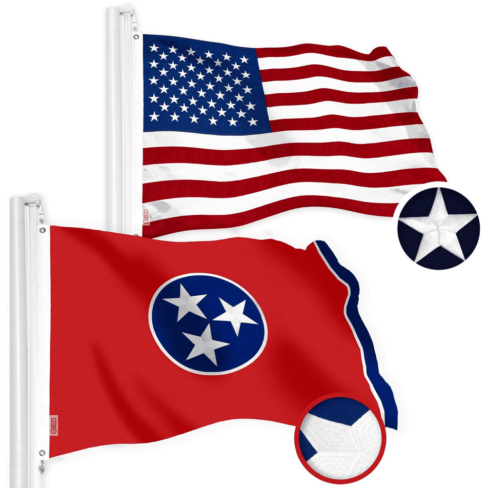 USA & Tennessee Flag Combo 2x3 Ft Embroidered Pair