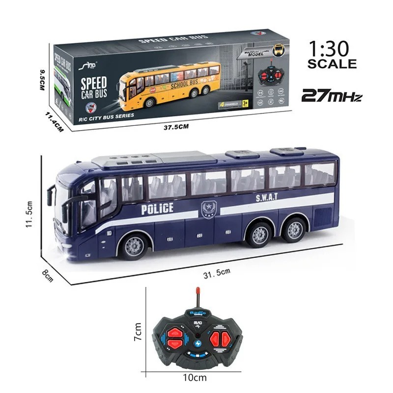 Remote Control Red Bus ABS RC Bus Electric Remote Control Car with Light Tour Bus School City ...