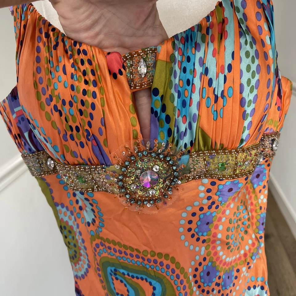 Maxi Vestido De Colección Cache Baile de graduación Seda Noche Formal Cache Retro Talla M/L Y2K Foto 3 de 4