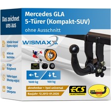 ANHÄNGERKUPPLUNG abnehmbar für Mercedes GLA X156 13-20 +7pol E-Satz ABE ANHÄNGERKUPPLUNG abnehmbar für Mercedes GLA X156 13-20 +7pol E-Satz ABE