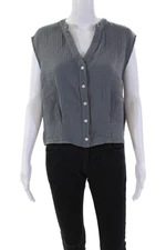 Drew Womens Sleeveless V Neck Gauze Montana Blouse Steel Gray Cotton Size Small