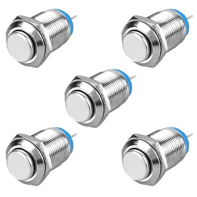Momentary Metal Switch 5 PCS 12mm Waterproof Push Button Self Resetting High